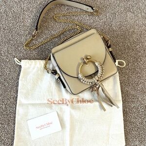 See by Chloe Joan Camera Crossbody Leather Handbag Taupe